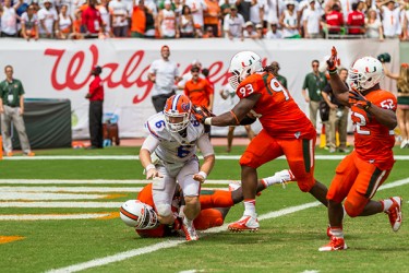 Miami’s defense played a key role in Saturday’s game. Nick Gangemi // Assistant Photo Editor