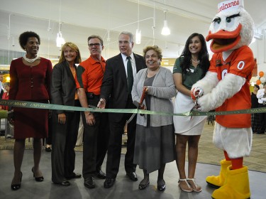 UM officials attend the ribbon cutting ceremony at the Mahoney-Pearson dining on Friday. Holly Bensur // Staff Photographer