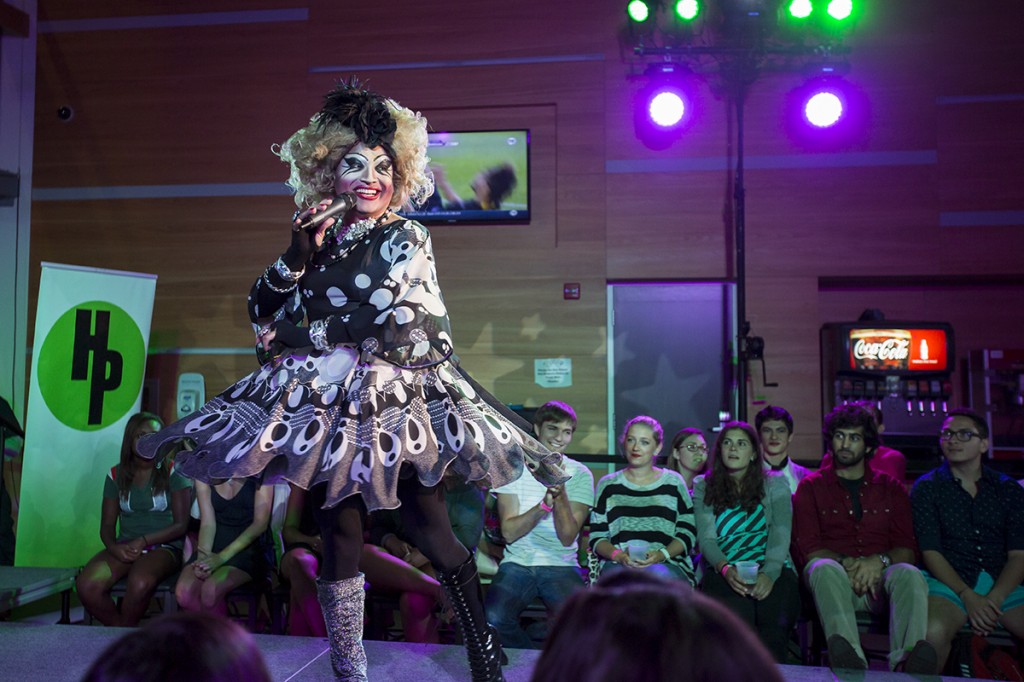 Junior Armando Hernandez performs under the drag name "Aurora Borealis" during SpectrUM's DragOut 2014 drag show held at the Rat on Wednesday night. Nick Gangemi // Assistant Photo Editor