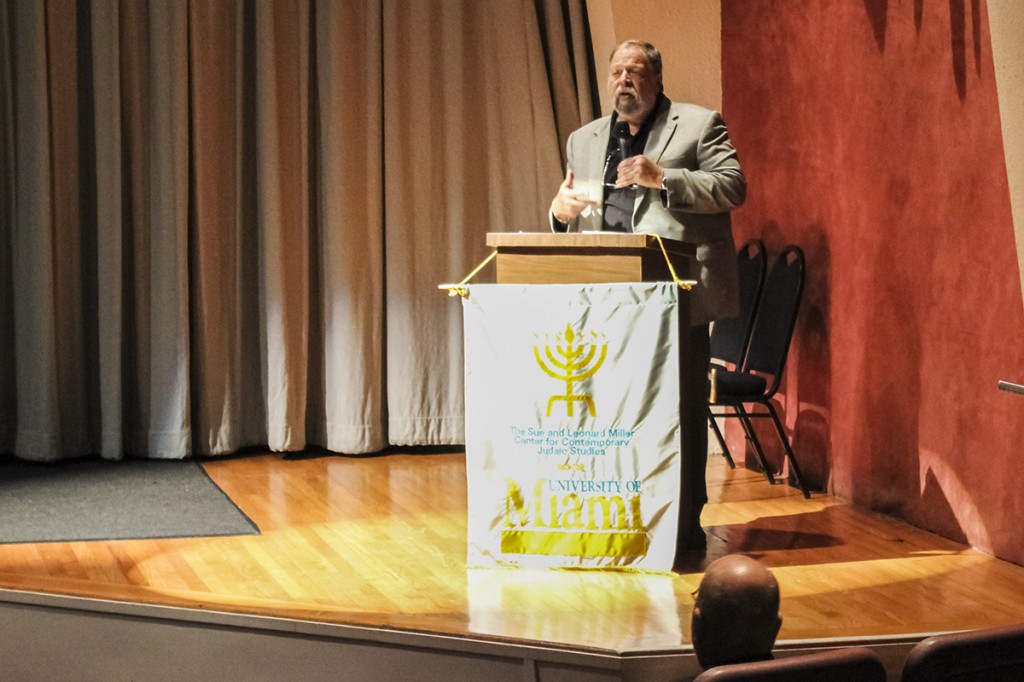 Eugene Rothman, associate director for academic development at the Miller Center for Contemporary Judaic Studies, speaks at the launch of the digital Holocaust Theater Catalog held at the Cosford Cinema on Tuesday. Amy Sargeant // Contributing Photographer