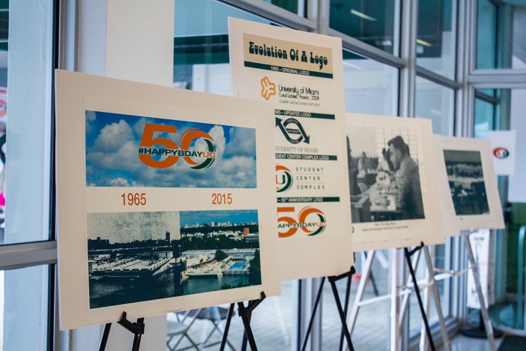 Posters portrayed the Whitten University Center’s evolution since its founding in 1965 during the complex’s 50th birthday party Wednesday. Shreya Chidarala // Staff Photographer