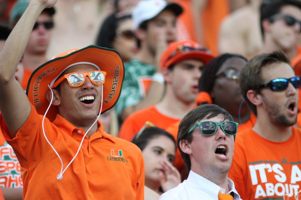 UM students cheer on the Canes during Saturday's game. Hallee Meltzer // Photo Editor