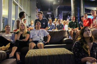 Memebers of UM's College Republicans watch at the Rathskeller as the second GOP debate begins Wednesday evening. Hallee Meltzer // Photo Editor