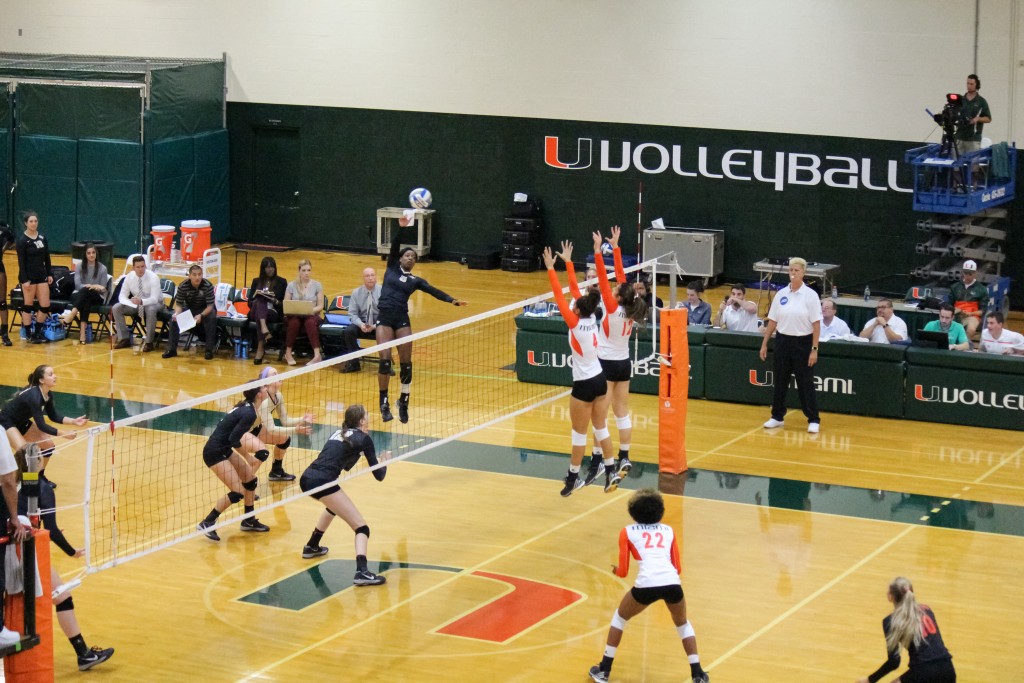 The Canes won Friday's match against UCF in 4 sets. Alexis McDonald // Contributing Photographer
