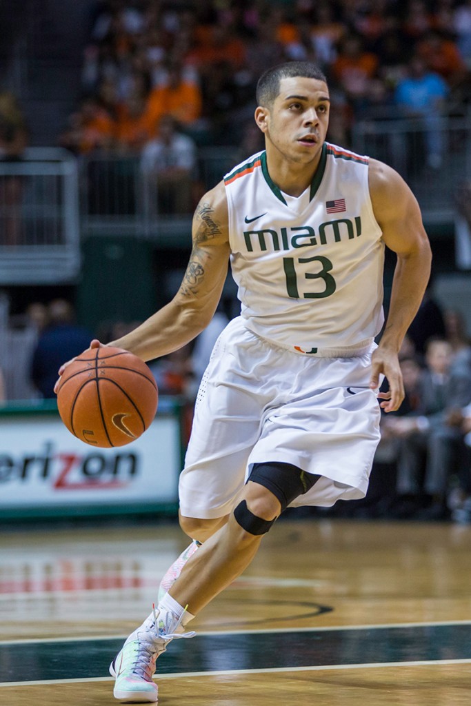 Angel Rodriguez controls possession for the Canes during a home game in the 2014-2015 season. The redshirt senior guard will lead the Canes this season. Nick Gangemi // Editor in Chief