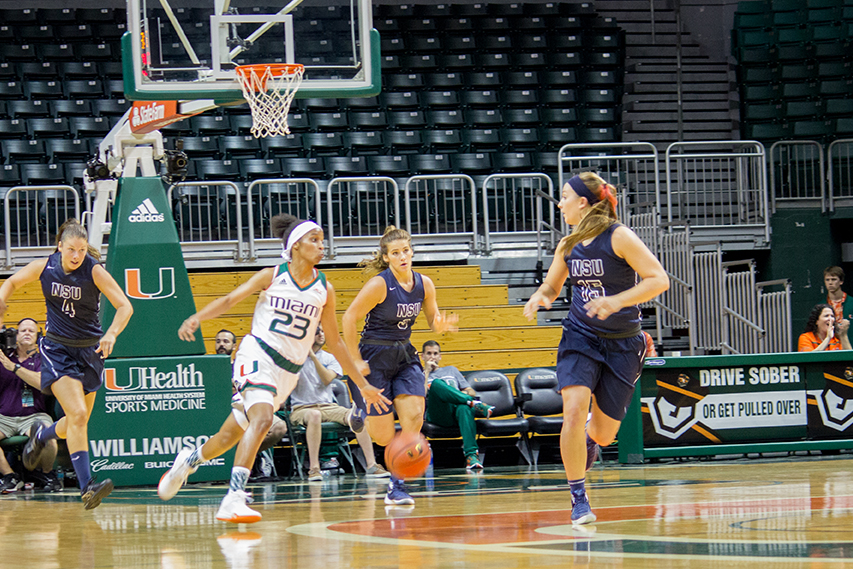 UM Women's Basketball takes on Nova Southeastern University at the Bank United Center Wednesday afternoon. The Canes won 83-53. Giancarlo Falconi // Assistant Photo Editor