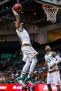 Junior guard Davon Reed makes an uncontested dunk. Reed helped propel Miami to a with with 19 points. Nick Gangemi // Editor-in-Chief