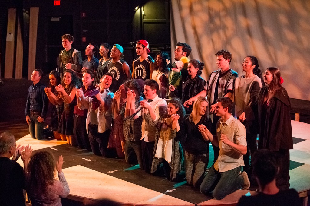 The entire cast and crew for The 24 Hour Plays take a final bow at the end of Saturday's show. Nick Gangemi // Editor-in-Chief