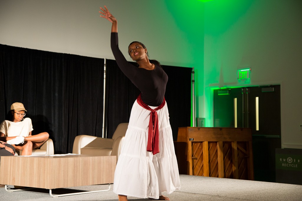 Freshman Valerie Francillon performs during the House of Black Culture event Thursday evening in the Activities Room of the Shalala Student Center. Evelyn Choi // Staff Photographer