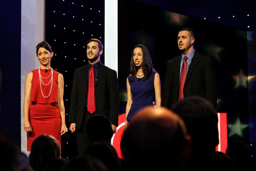 Students and faculty from the Frost School of Music sing the National Anthem during the Republican Debate hosted at the BankUnited Center Thursday night. Victoria McKaba // Assistant Photo Editor