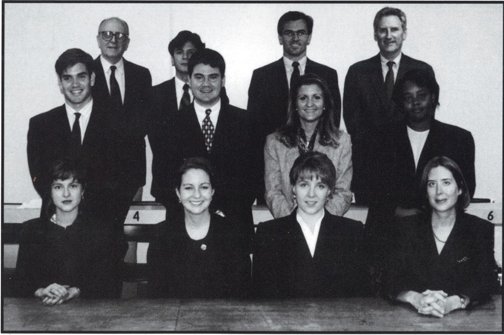 Marco Rubio, now Florida's senator, poses with the University of Miami Law School's International Moot Court for the 1995 law school yearbook.