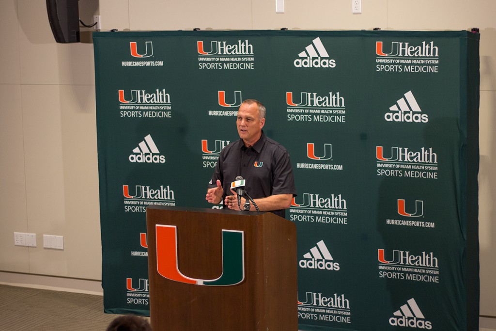 Marc Richt discusses the football team's future at Signing Day in February at the Schwartz Athletic Center. Kawan Amelung // Staff Photographer