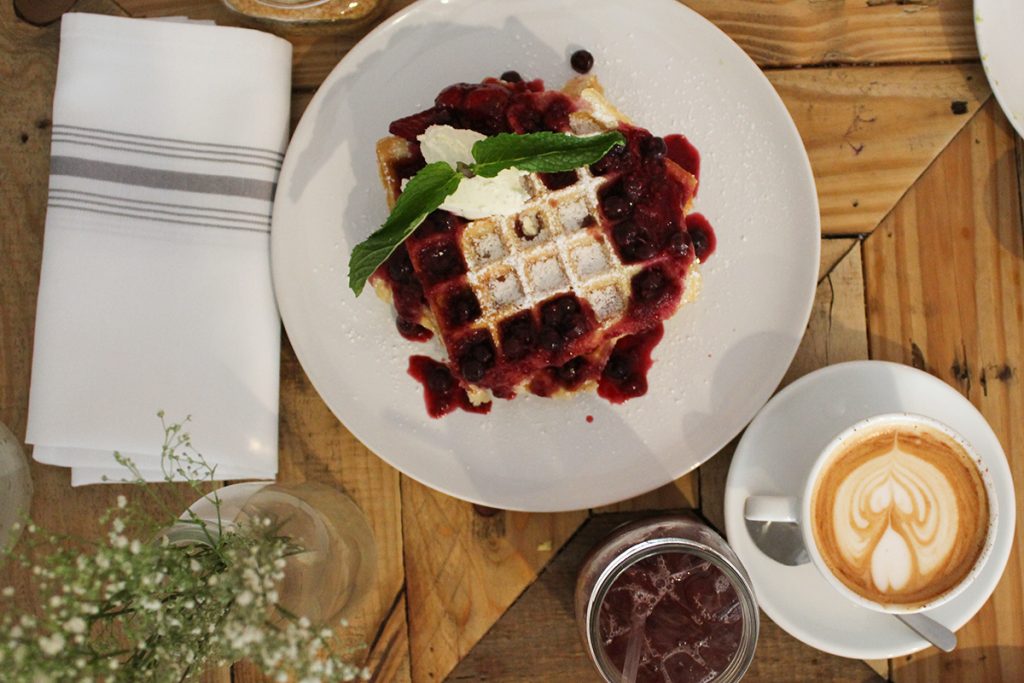 Threefold Cafe's "Waffle On…" is topped with berry compote and vanilla bean marscapone. Jackie Yang // Opinion Editor
