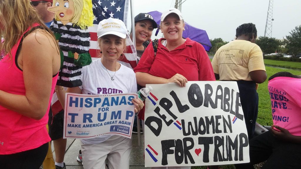 Rhonda Lopez (left) and Kathryn Schwartz (right) are showing their support for Trump. Photo by Assistant News Editor Marcus Lim