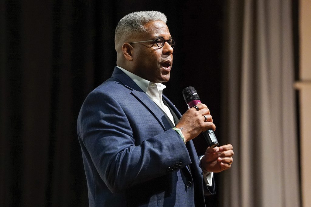 Lieutenant Colonel Allen West, former congressman of Florida’s 22nd District spoke to The Election class Tuesday night about Donald Trump and the state of the country. Hunter Crenian // Staff Photographer