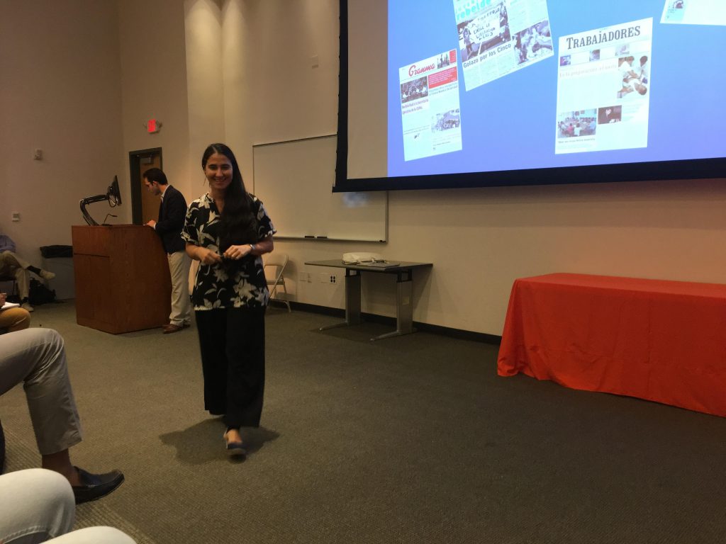Cuban journalist Yoani Sánchez speaks to students in the School of Communication about how she found her own version of freedom of the press in the form of a USB. Sánchez is the first UM Distinguished Presidential Fellow.  Katie Hovan // Contributing Photographer