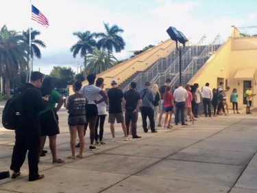 Voters line up at the Watsco Center at 7:30 a.m. // Julie Harans, Editor in Chief