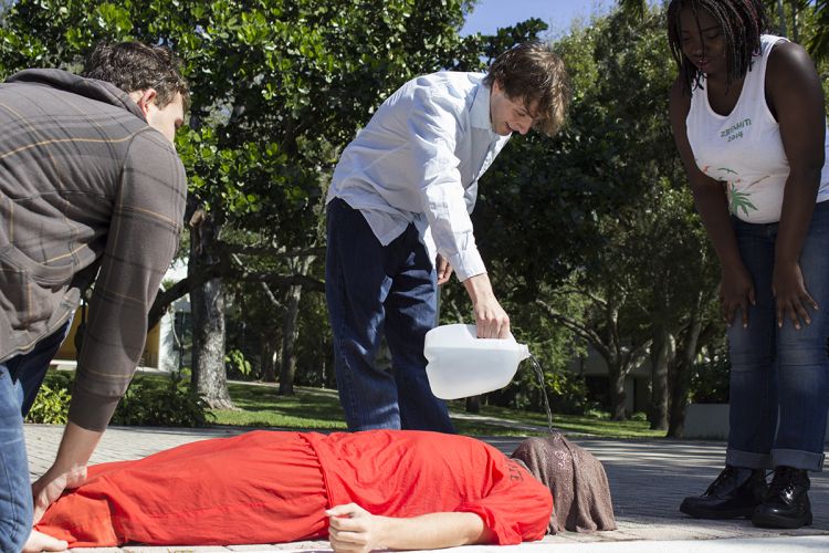 Protest against waterboarding simulates torture technique The Miami