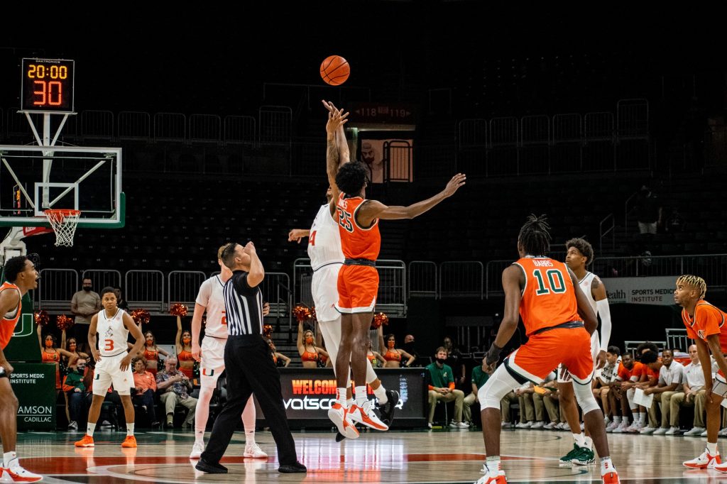 The Hurricanes tip-off against Florida A&M on Nov. 21, 2021 at the Watsco Center.