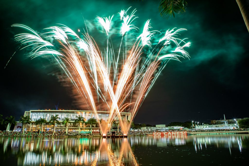 Fireworks fly as students, faculty and alumni gather around Lake Osceola for the fist time in two years during Hurricane Howl on Friday, Nov 5. THis year&squot;s Homecoming Week theme was "Bring the Beat Back."