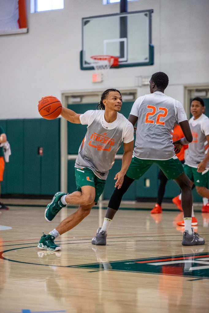 Third-year sophomore Isaiah Wong drives to the basket during practice on Oct. 26 in the Miami Fieldhouse. Wong was named a pre-season All-ACC First Team selection.