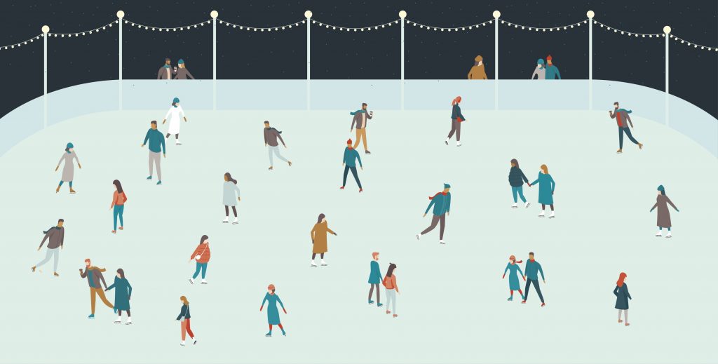 A graphic depicting an ice-skating rink.