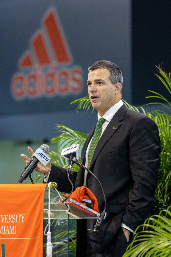 Head coach Mario Cristobal speaks to speaks on recruitment during his introductory press conference. Cristobal is making the move from Oregon after a season that ended in a loss to Utah in the Pac-12 championship.