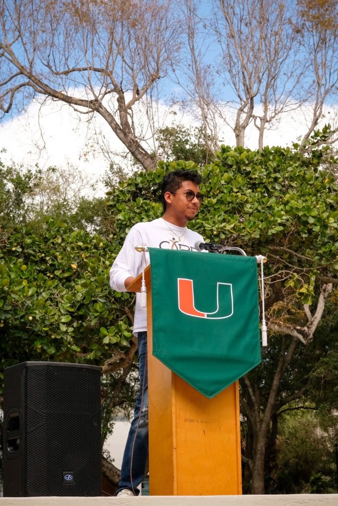 Jose Chang speaks at 'Raising the Flag' on April 11.