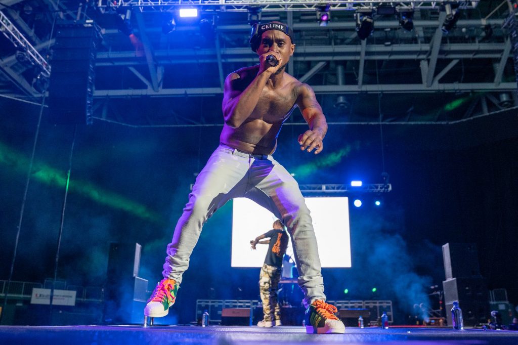 Rappers Slim Jxmmi and Swae Lee of Rae Sremmurd perform at the Spring 2022 Hurricane Productions Concert in the Watsco Center on April 1, 2022.