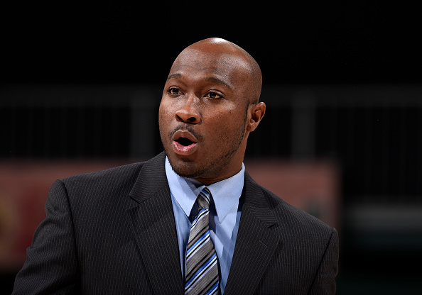 CORAL GABLES, FL - DECEMBER 04: Miami Assistant Coach Fitzroy Anthony directs warm ups before an NCAA basketball game between the Old Dominion University Lady Monarchs and the University of Miami Hurricanes  on December 4, 2016 at Watsco Center, Coral Gables, Florida. Miami defeated Old Dominion 66-56.  (Photo by Richard C. Lewis/Icon Sportswire via Getty Images)