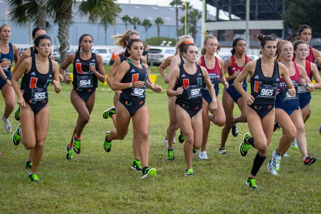 Miami's cross country team during the UCF Cross Country Invitational in Orlando, Fla. on Friday, Sept. 2.