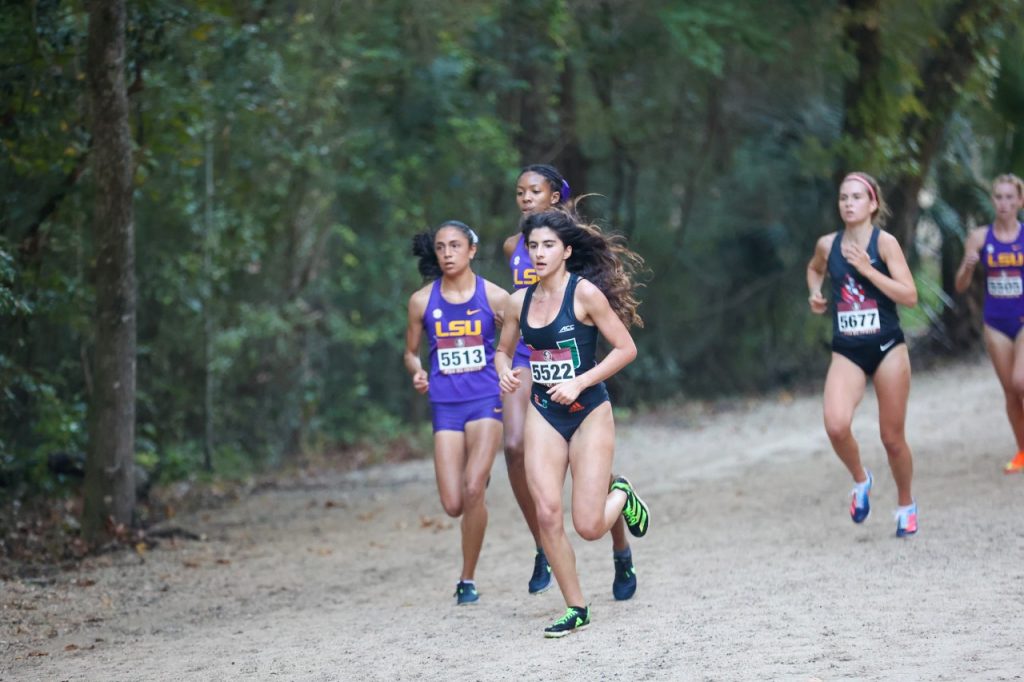 Sophomore Daphnee Lavassas runs in the women's 5K at the FSU Invitational on Oct. 7.